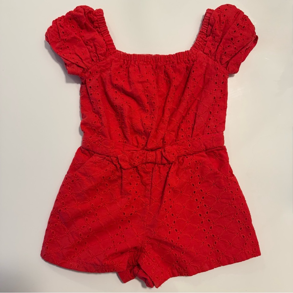 Janie and Jack Red Eyelet Romper - 18-24mo